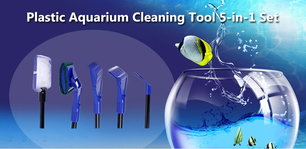 Plastic Aquarium Cleaning Tool 5-in-1 Set - Blueberry Blue