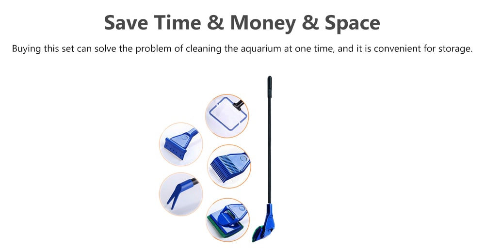 Plastic Aquarium Cleaning Tool 5-in-1 Set - Blueberry Blue