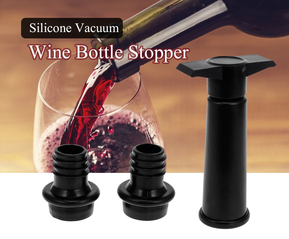 Silicone Vacuum Wine Bottle Stopper- Black