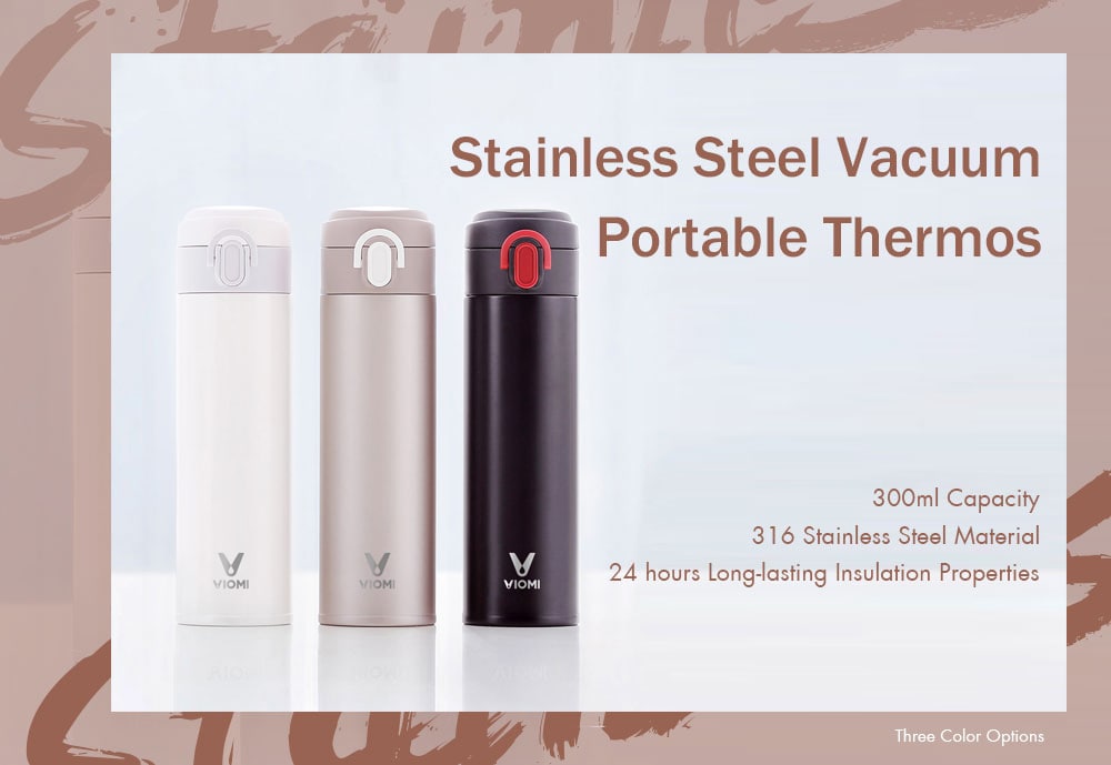 Mijia VIOMI Stainless Steel Vacuum Portable 300ml Thermos - White
