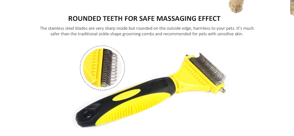 Pet Double-sided Open Comb Hair Removal Grooming Tool- Yellow