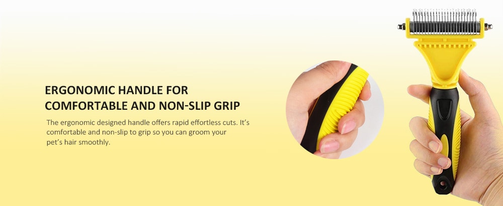 Pet Double-sided Open Comb Hair Removal Grooming Tool- Yellow