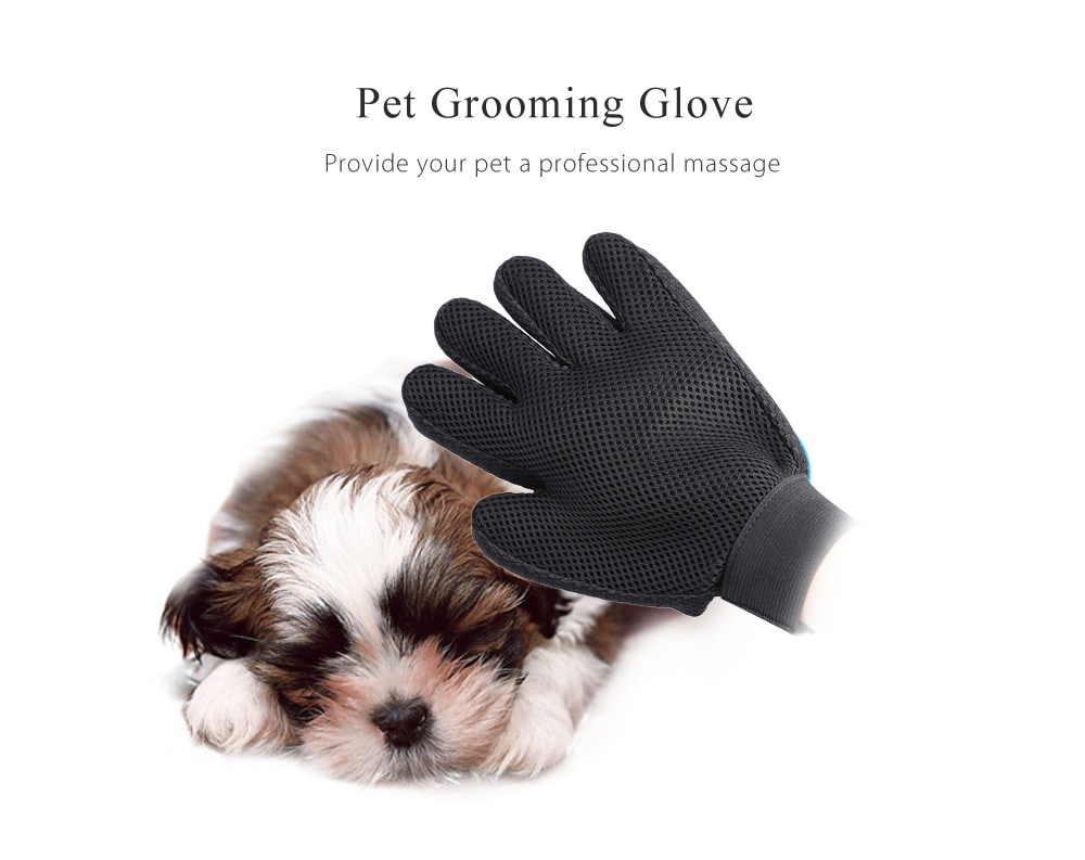 Pet Grooming Glove Massage Brush Deshedding Tool for Gog Cat- Blue