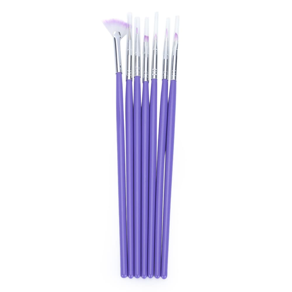 7pcs Purple Nail Design Brush Manicure for Painting Dot Tool- Purple