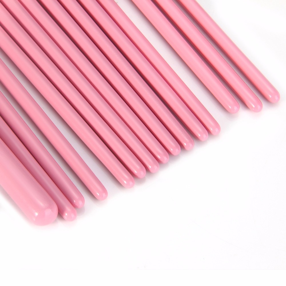 15Pcs Nail Art Design Painting Pen Brush Tool Set with Wooden Handle DIY Fit Tips- Pink