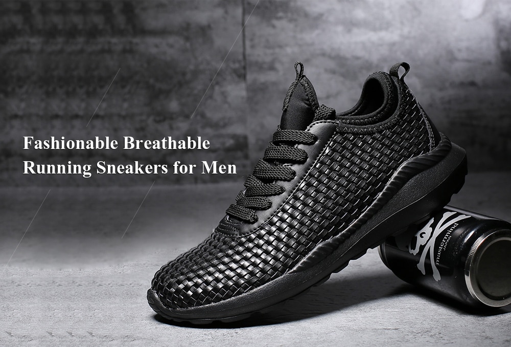 Fashionable Breathable Running Sneakers for Men- Black 47