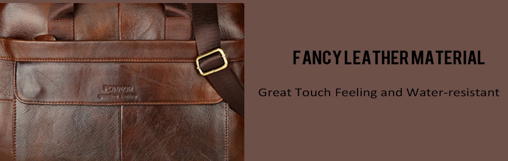 Vintage men's Cow Leather Briefcase Genuine Leather Handbag Laptop Briefcase- Deep Coffee