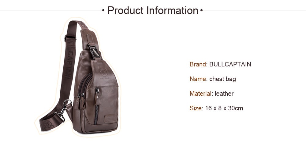 BULLCAPTAIN Anti-theft Leather Chest Bag for Men - Coffee