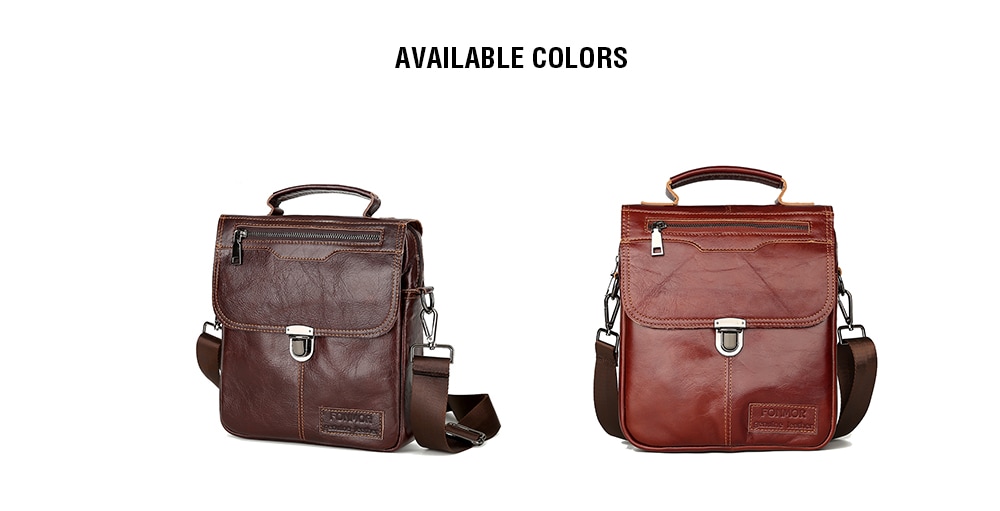 Brand Men's Handbags Vintage Genuine Leather Shoulder Bags High Quality Briefcase For Men Business Tote ipad New Crossbo- Deep Coffee