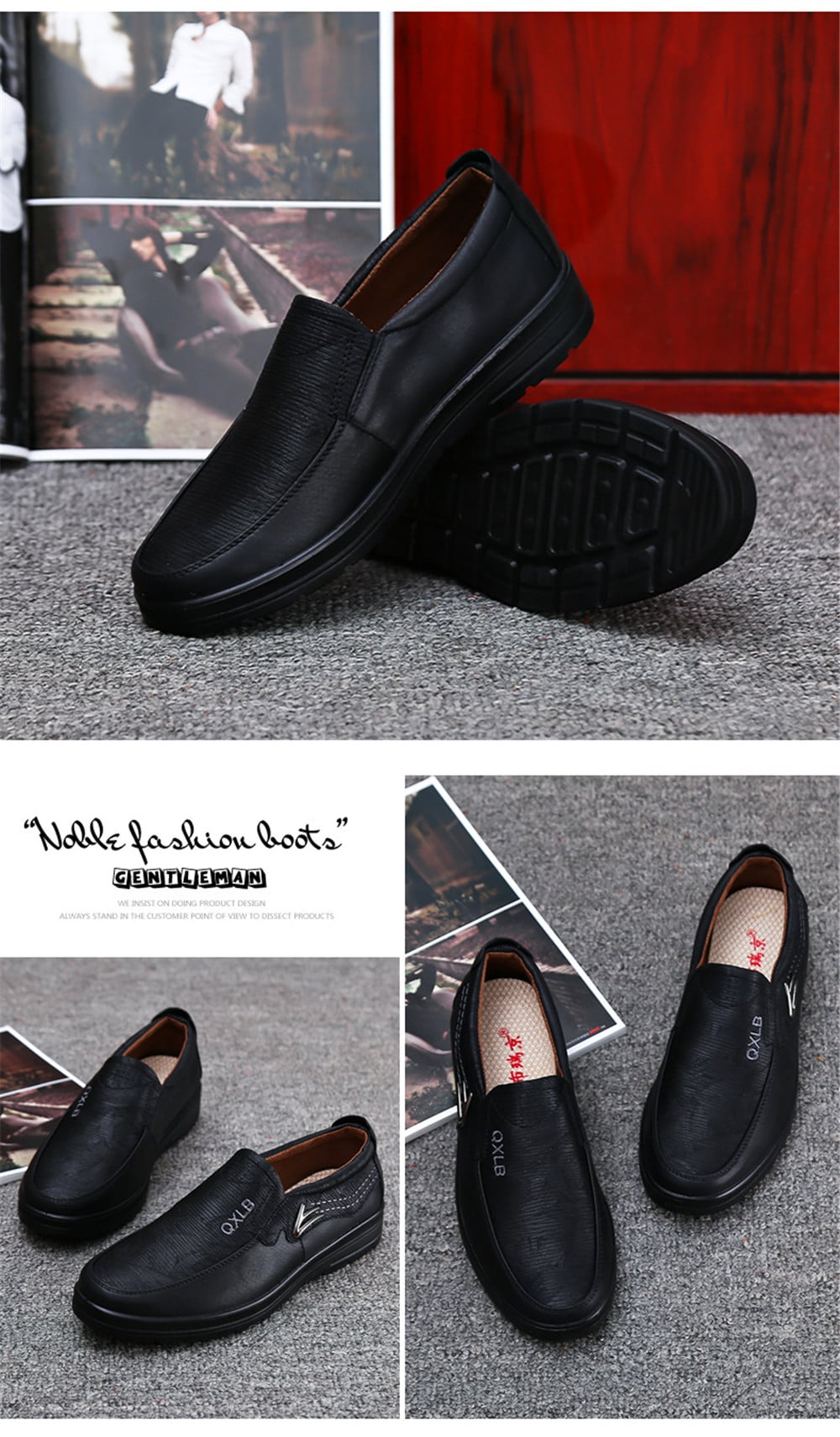 Fashion Casual Soft Breathable Men Business Breathable Driving Flat Oxford Shoes- Black EU 42