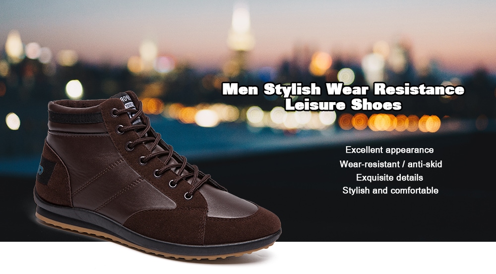 Men Stylish Wear Resistance Leisure Shoes- Deep Brown EU 44
