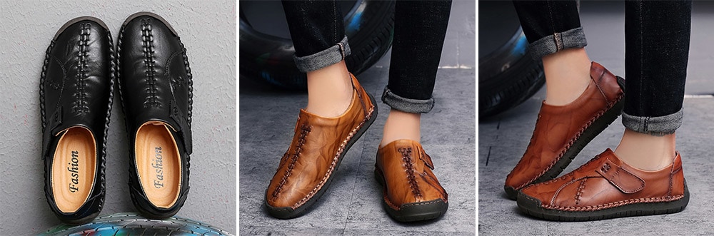 Trendy Soft Slip-on Leather Casual Shoes for Men- Chestnut EU 47