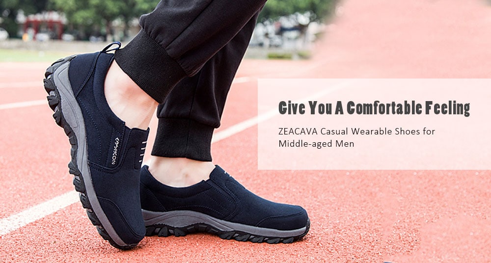 ZEACAVA Autumn New Middle-aged Walking Shoes- Deep Blue EU 42