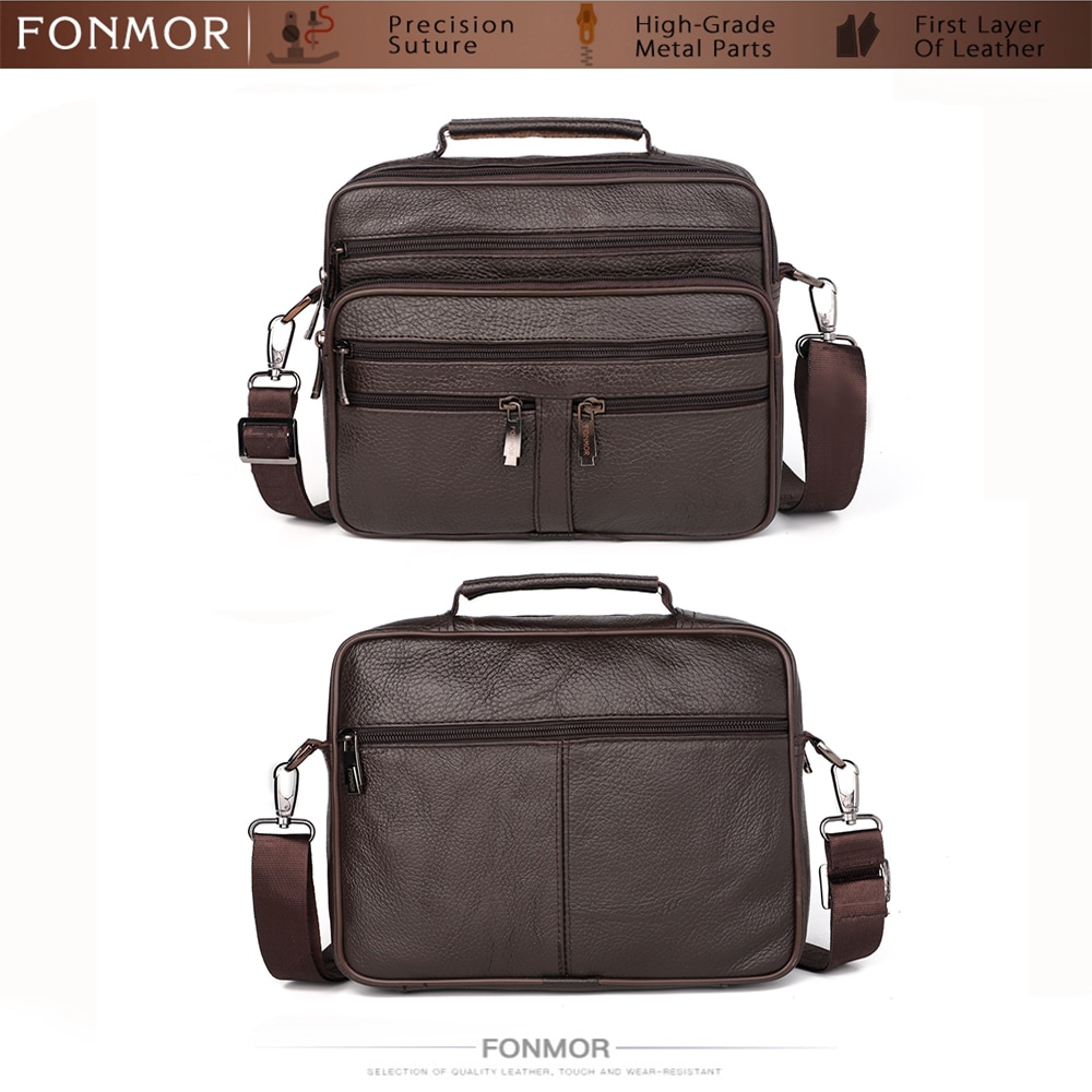 Fonmor Big Tote Bag for Men Business Causal Genuine Leather Briefcase Travel- Black