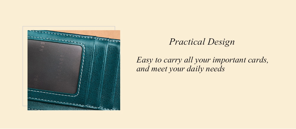 SENDEFN Long Multi-card Leather Clip Large Capacity Wallet Money Bag Case- Red Wine