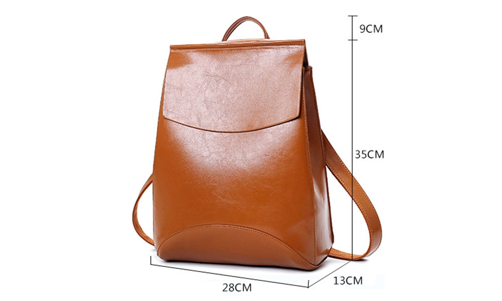Portable PU Leather Backpack- Brown