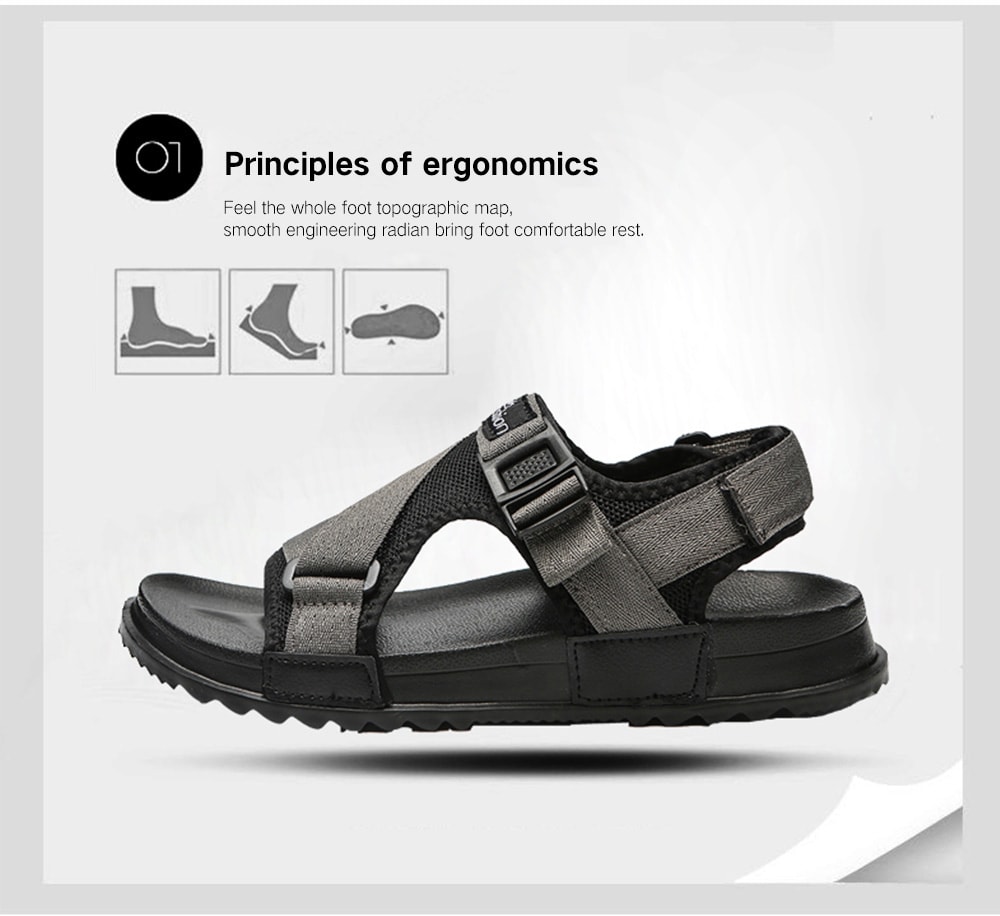 Fashion Men's Large Size Beach Casual Comfort Anti-slip Sandals- Gray EU 44