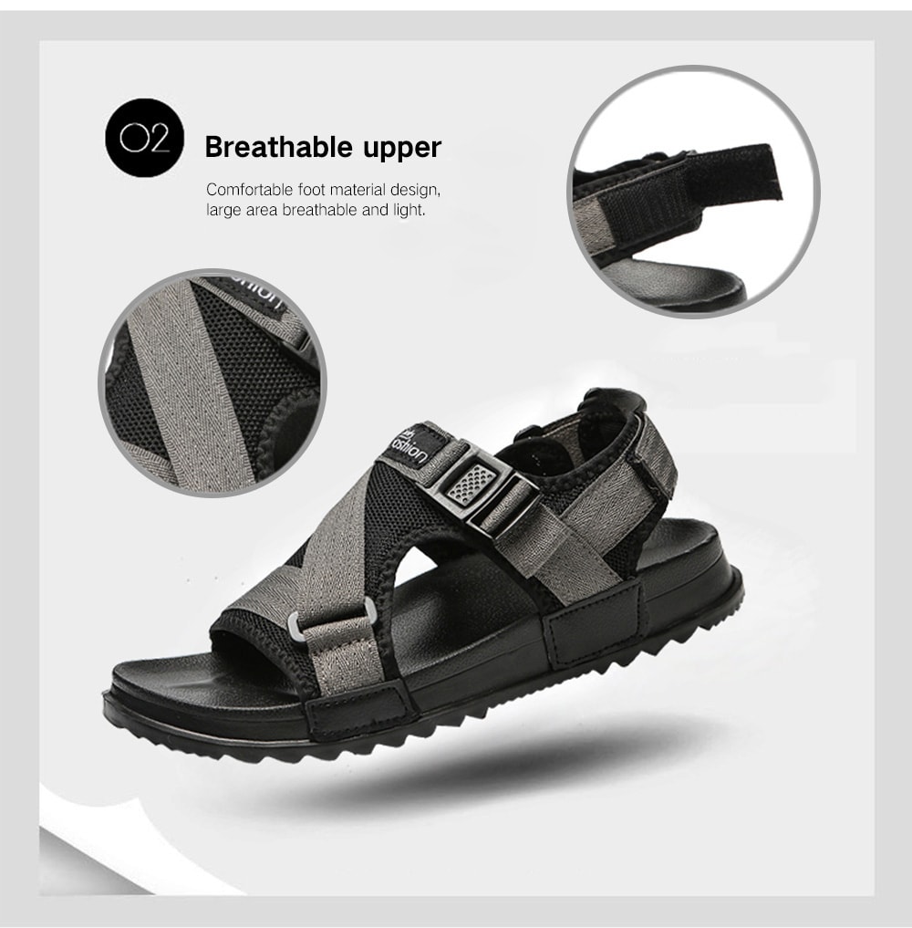Fashion Men's Large Size Beach Casual Comfort Anti-slip Sandals- Gray EU 44