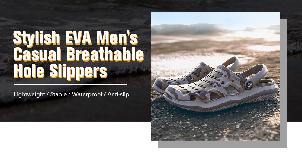 Stylish EVA Men's Casual Breathable Hole Slippers- Blue EU 39