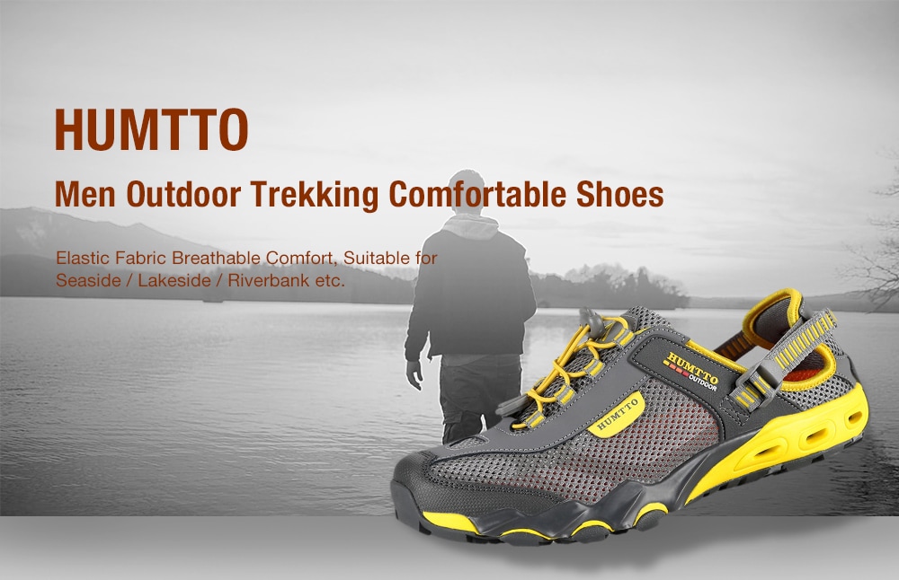 HUMTTO Men's Upstream Outdoor Trekking Wading Aqua Shoes- Black 40