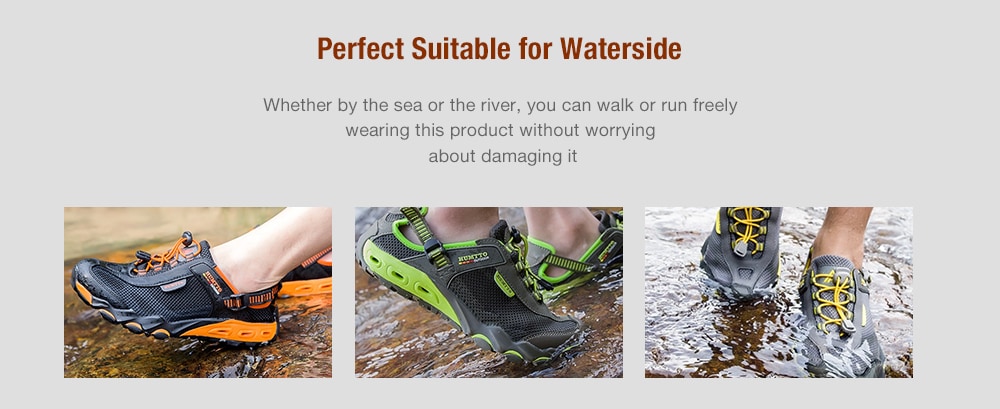 HUMTTO Men's Upstream Outdoor Trekking Wading Aqua Shoes- Black 40