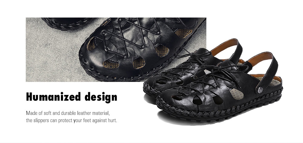 Lace-up Fashion Half-drag Head Sandals Slippers- Brown EU 42
