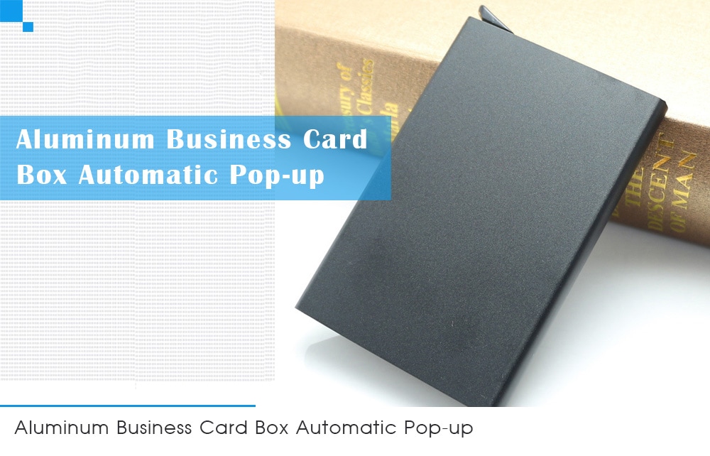 KB004 Aluminum Business Card Box Automatic Pop-up - Deep Sky Blue