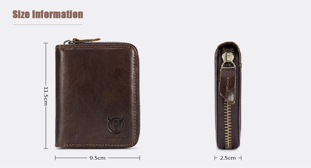 BULLCAPTAIN Leisure Genuine Leather Wallet Card Holder for Men - Black