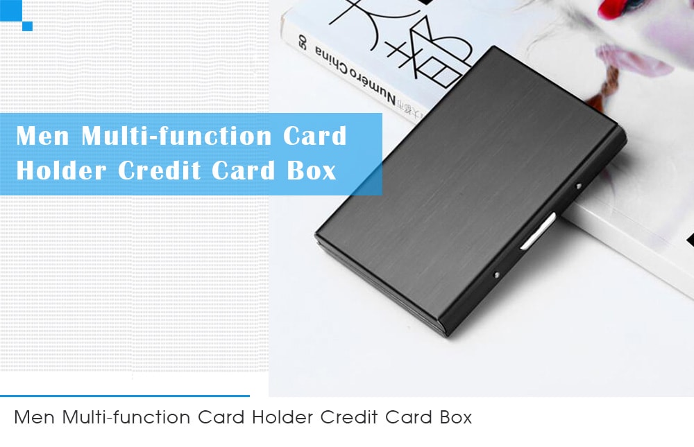 Men Multi-function Card Holder Credit Card Box- Black