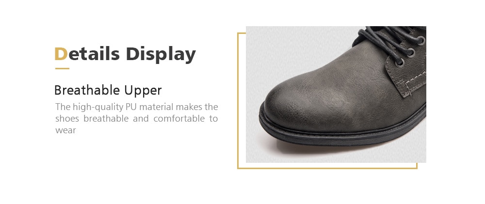 XPER Warm Comfortable Leisure Lace-up Casual Shoes for Men- Ash Gray EU 42