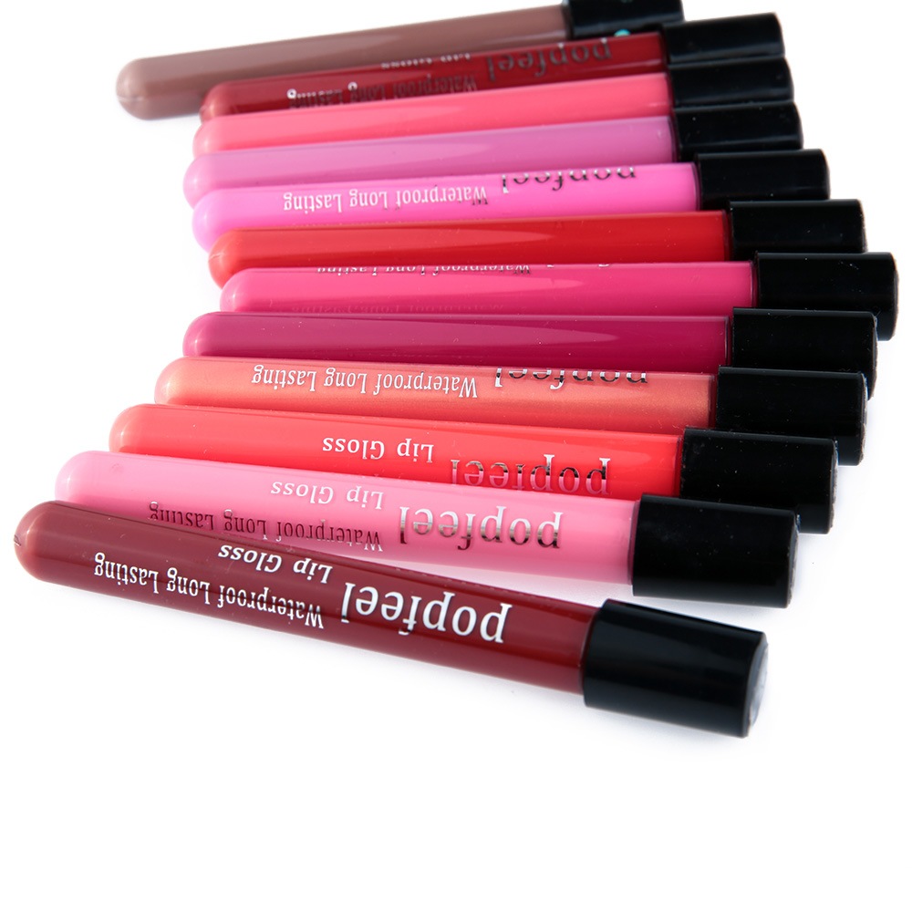 12pcs Elegant  Moisturizing Waterproof Long Lasting Liquid Lipstick Lipgloss- Colormix