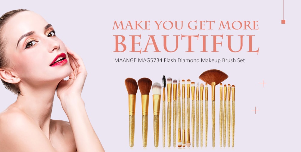 MAANGE MAG5734 Flash Diamond Makeup Brush Set Make Up Tool- Blue Koi