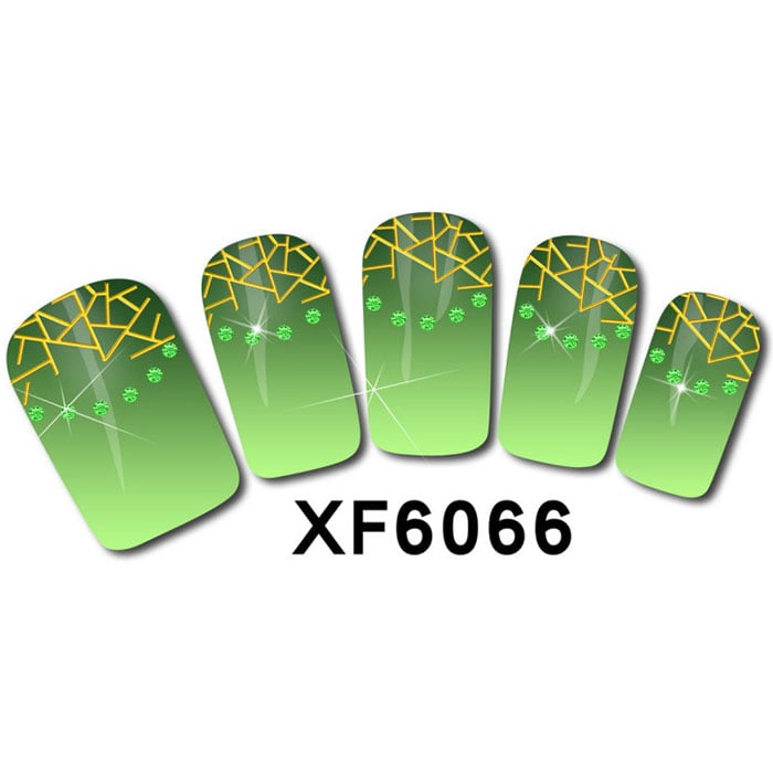 XF Lovely Hot Stamping Nail Art Sticker- Green 04