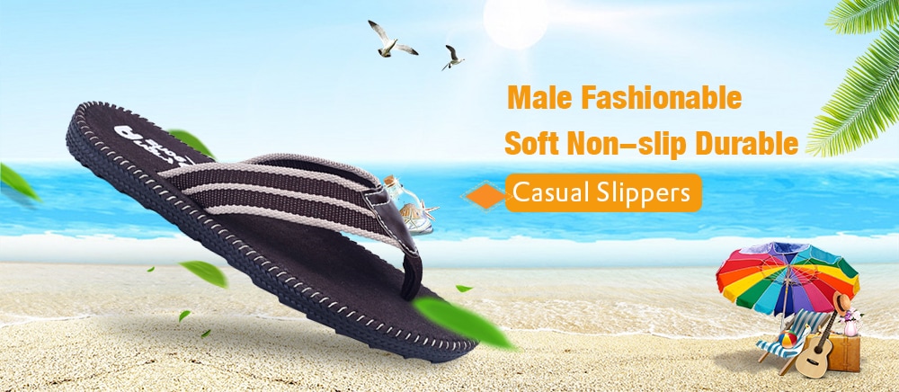 Male Fashionable Soft Non-slip Durable Casual Slippers- Black EU 45