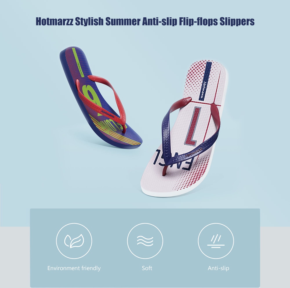 Hotmarzz World Cup Stylish Summer Anti-slip Flip-flops Slippers for Men from Xiaomi Youpin- White 40