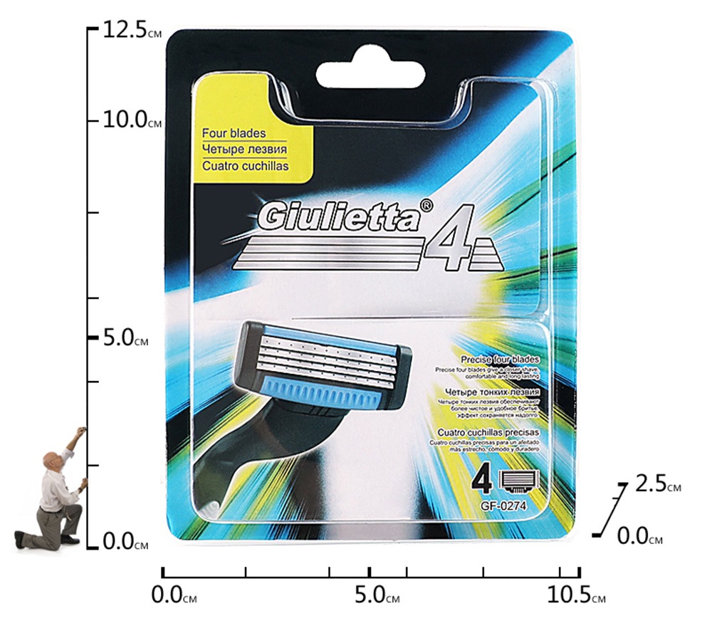 Giulietta GF4 - 0274 Four Layer Shaving Razor Blade For Men- Deep Sky Blue