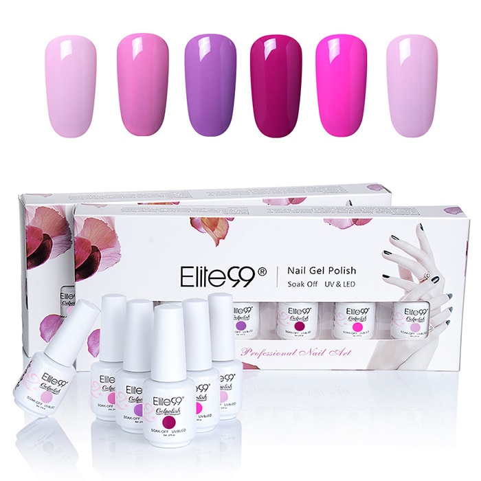 6 Colors UV LED Soak Off Elite99 Gel Polish Nail Art Set- #01
