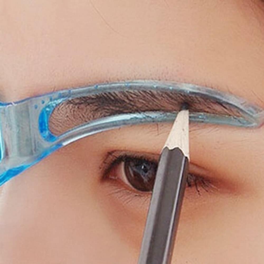1pcs Professional Beauty Tool Women Makeup Grooming Drawing Blacken Eyebrow Template- Blue