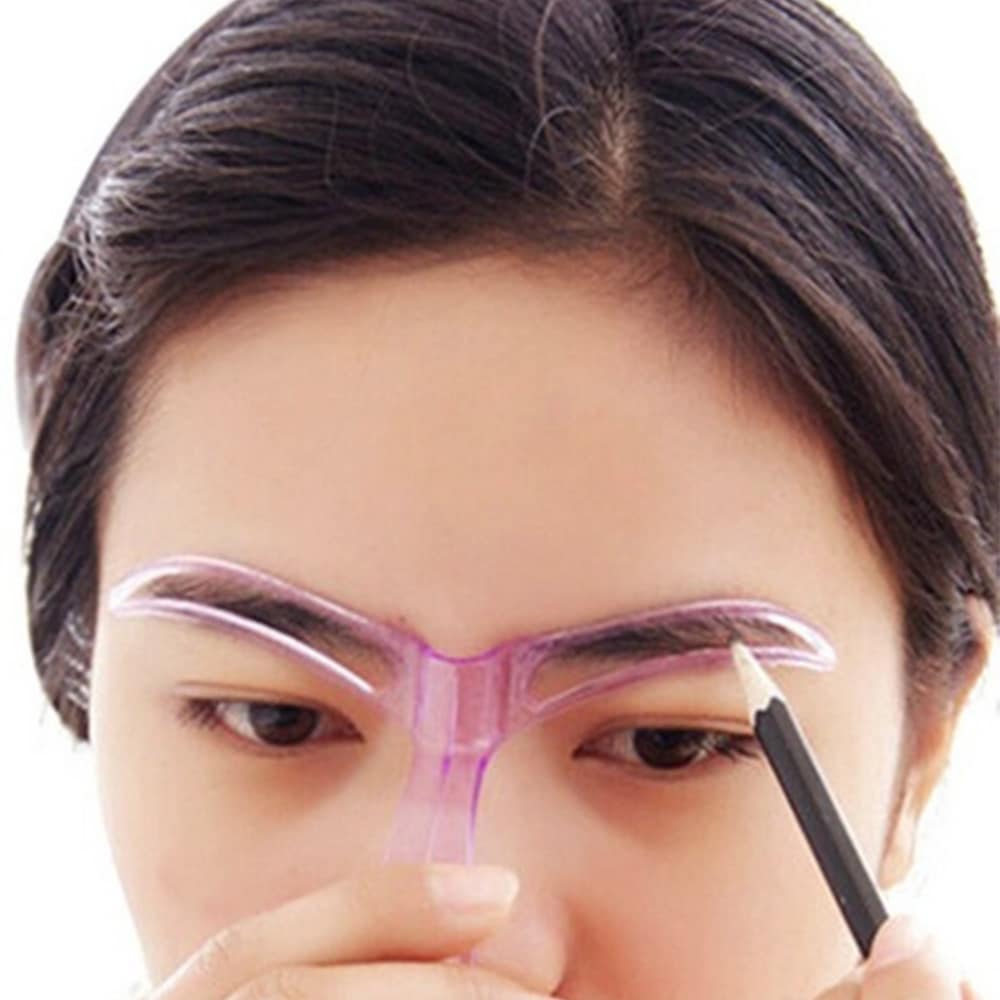 1pcs Professional Beauty Tool Women Makeup Grooming Drawing Blacken Eyebrow Template- Blue