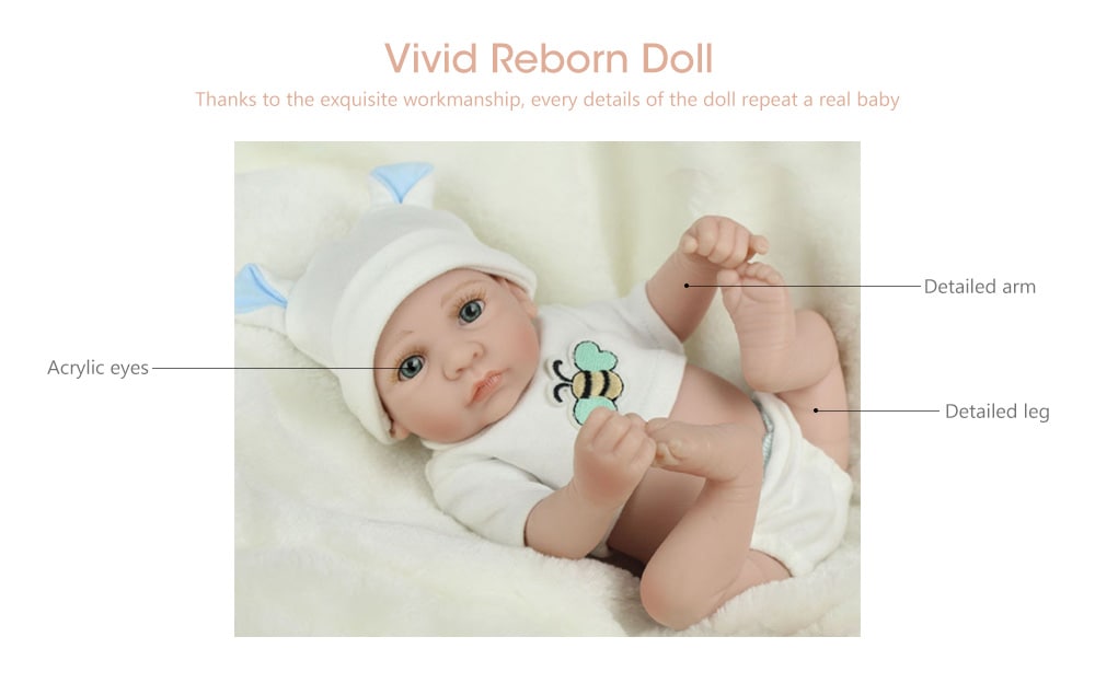 Reborn Doll Emulational Baby Silicone Toy for Pretend Play Birthday Gift- White