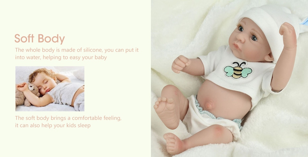 Reborn Doll Emulational Baby Silicone Toy for Pretend Play Birthday Gift- White