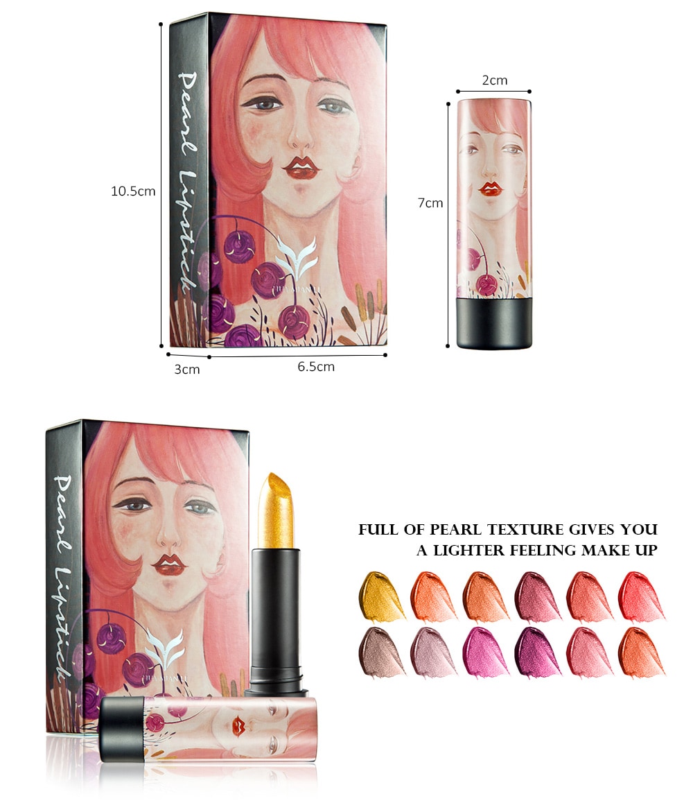 huamianli Glossy Lasting Moisturizing Makeup Shimmer Pearl Lipstick Lip Balm- #02