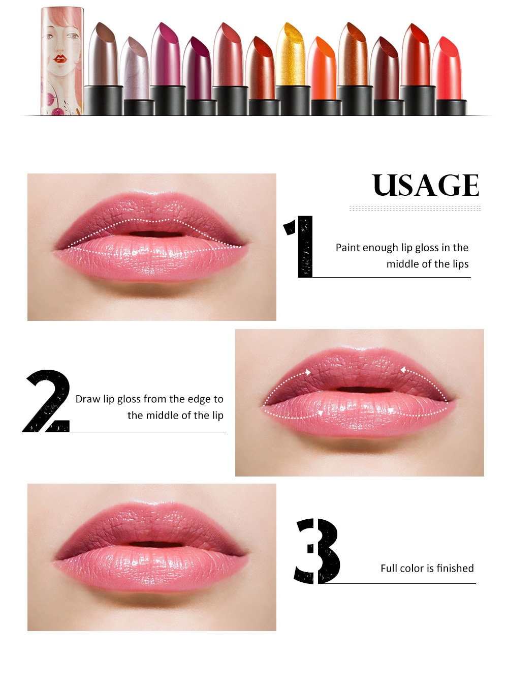 huamianli Glossy Lasting Moisturizing Makeup Shimmer Pearl Lipstick Lip Balm- #02
