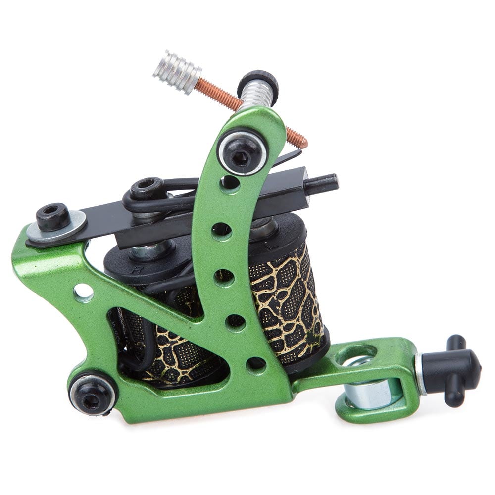 Professional Carbon Steel Tattoo Machine Gun 8 Wraps Coils for Liner- Green
