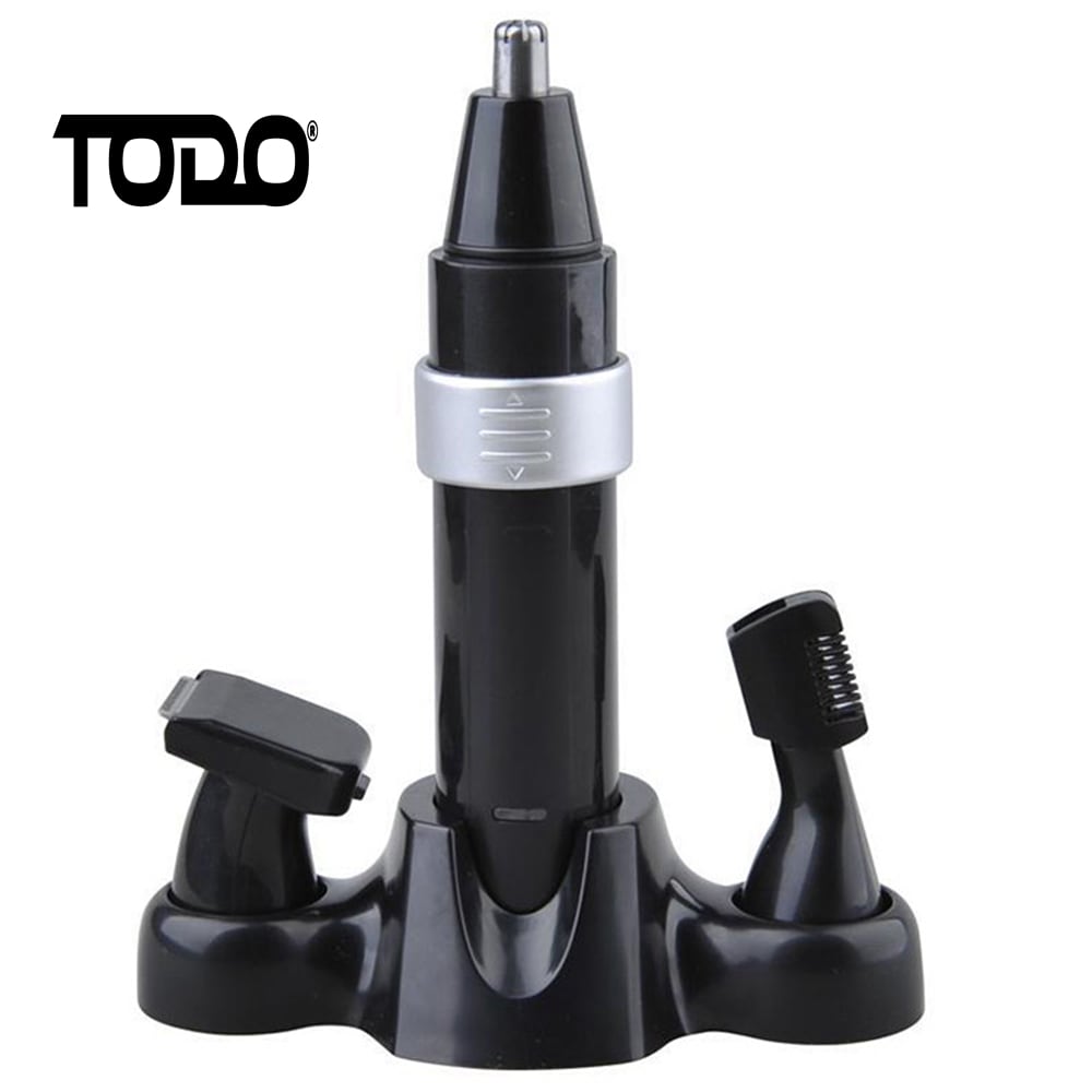 TODO Rechargeable 3 in1 Nose Trimmer Men's Personal Grooming Kit Hair Removal Face Eyebrow Ear Trimmer- Black and Silver