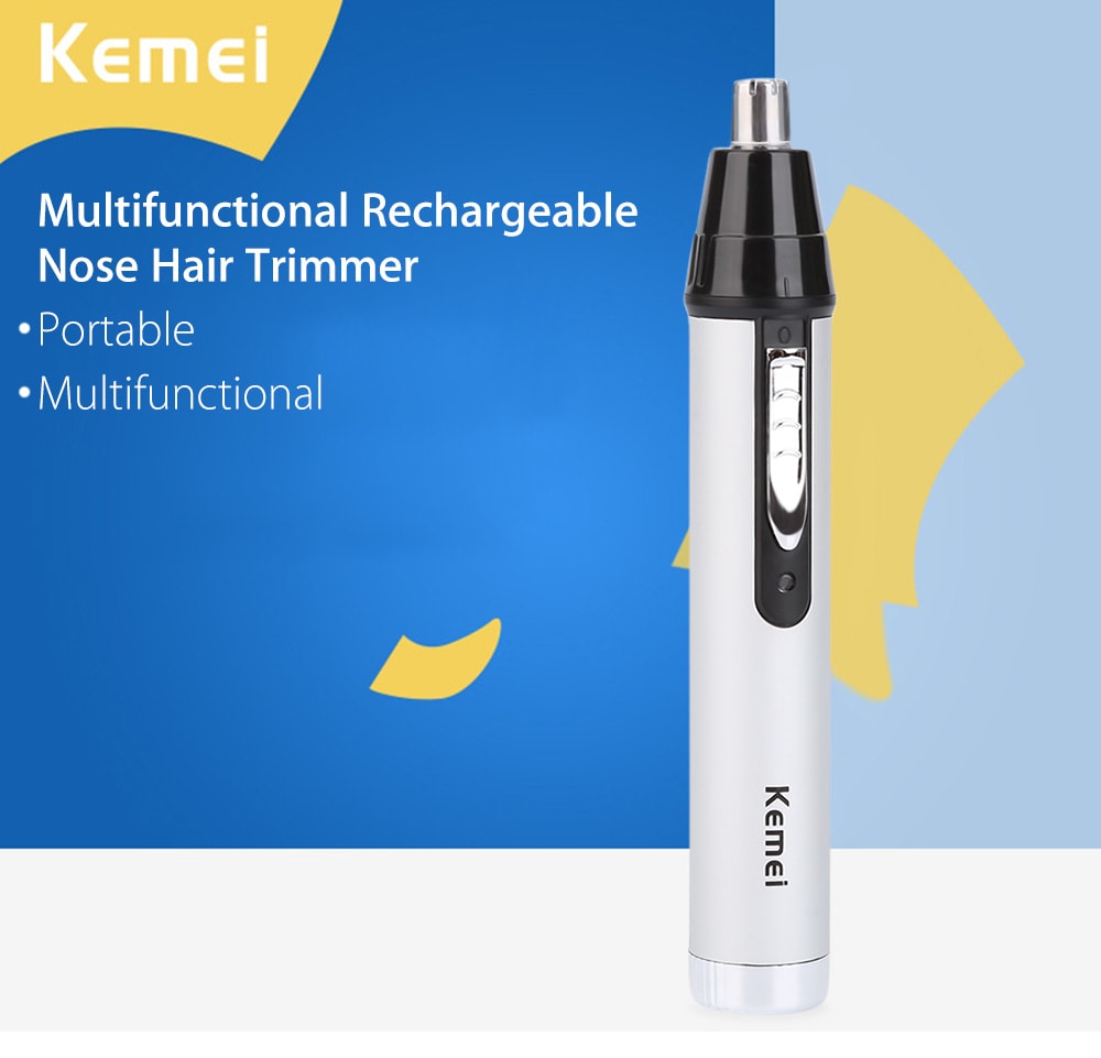 KM - 6652 Multifunctional Rechargeable Nose Hair Trimmer- White and Black EU Plug