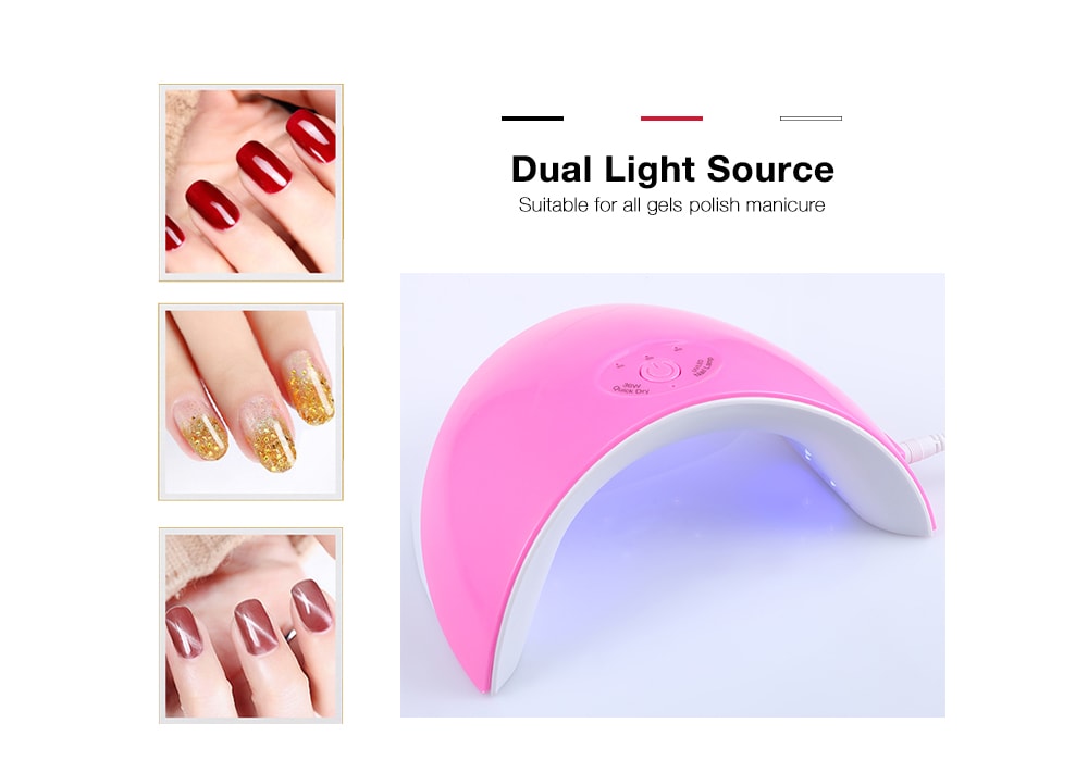 36W UV LED Nail Lamp Dual Light Source Dryer for All Gels Polish Manicure- White