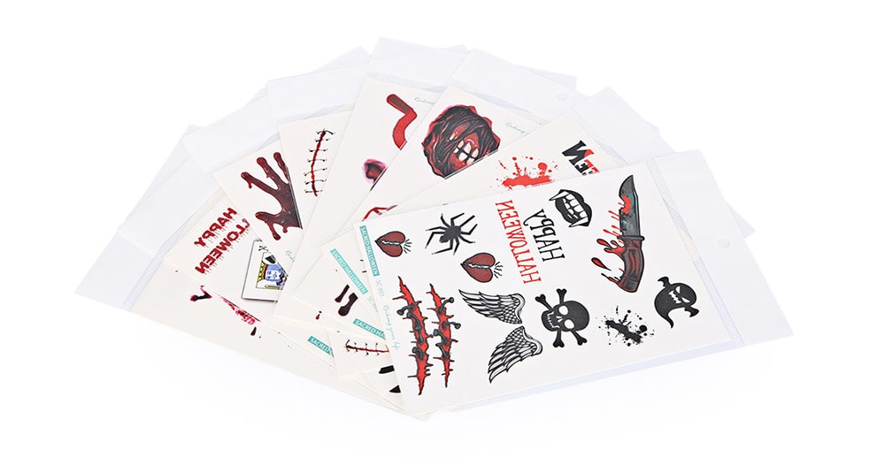 Diverse Waterproof Temporary Bloody Tattoo Stickers Horror for Halloween Makeup- Colormix SC - 813