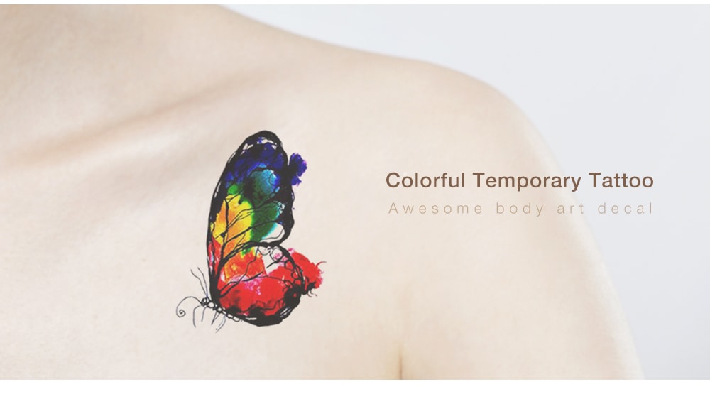 RC - 394 Fashion Body Art Sticker Removable Waterproof Temporary Tattoo Sexy Decal- Blue BUTTERFLY