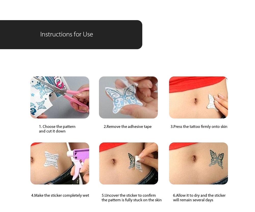 RC - 394 Fashion Body Art Sticker Removable Waterproof Temporary Tattoo Sexy Decal- Blue BUTTERFLY